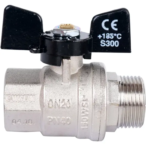 Кран шаровой прямой Bugatti Oregon DN20 PN64 3/4" НР/ВР латунь ручка бабочка