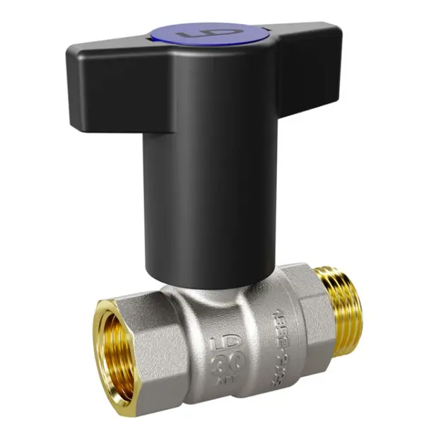 Кран шаровой прямой LD DN15 PN40 1/2" НР/ВР латунь Т-образная ручка