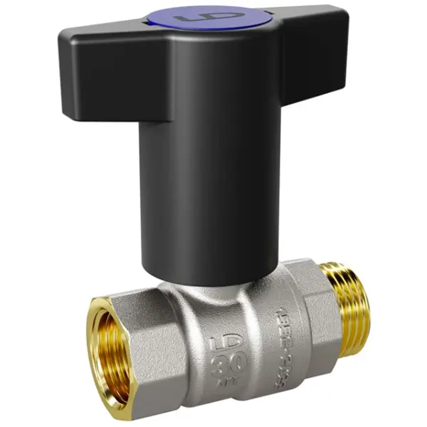 Кран шаровой прямой LD DN20 PN40 3/4" НР/ВР латунь Т-образная ручка