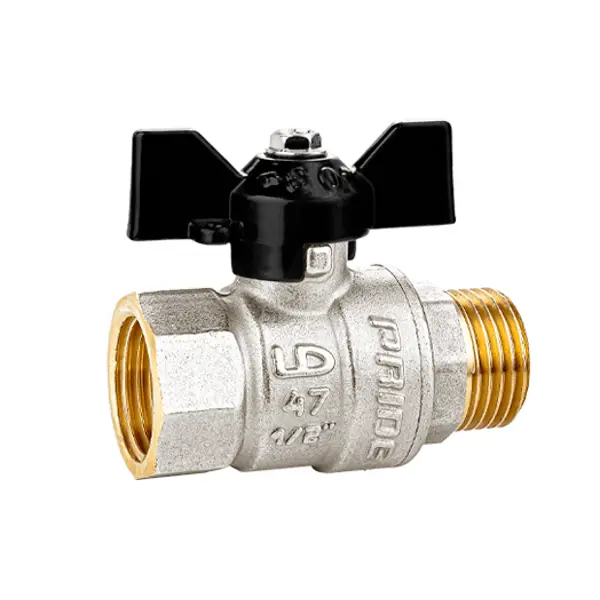 Кран шаровой прямой LD DN32 PN25 1 1/4" НР/ВР латунь ручка бабочка