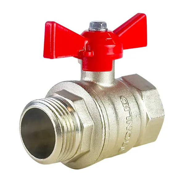 Кран шаровой прямой MONLID PN40 1" НР/ВР латунь ручка бабочка ГОСТ Р 59553-2021
