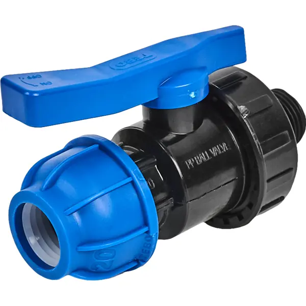 Кран шаровой прямой Политэк DN20 PN16 1/2"x20 НР полипропилен ручка флажок
