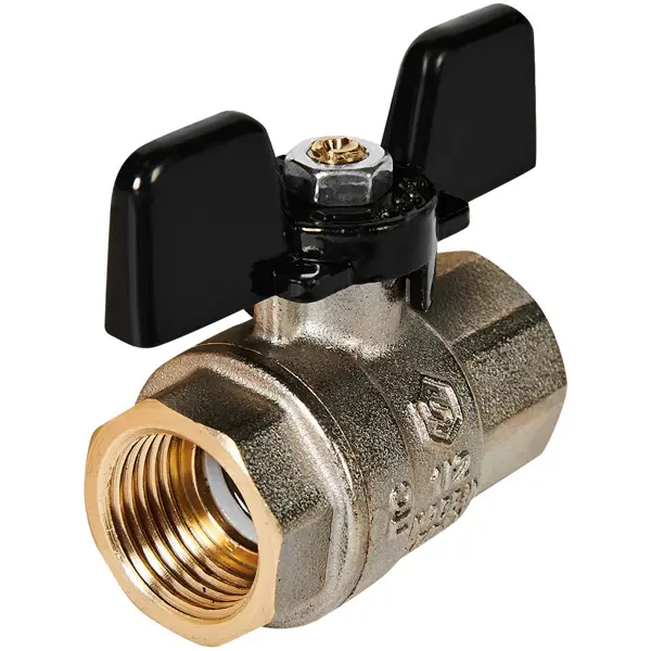 Кран шаровой прямой Stout DN15 PN40 1/2" ВР латунь ручка бабочка
