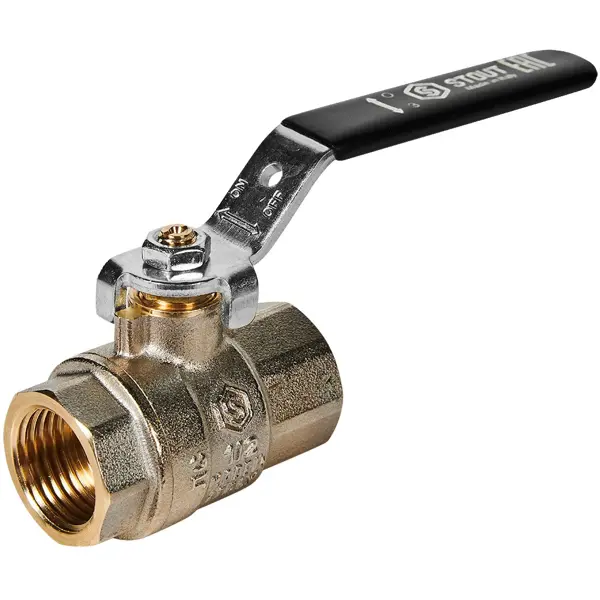 Кран шаровой прямой Stout DN15 PN40 1/2" ВР латунь ручка рычаг