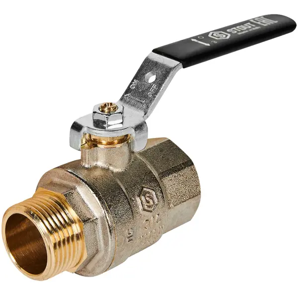 Кран шаровой прямой Stout DN20 PN40 3/4" НР/ВР латунь ручка рычаг