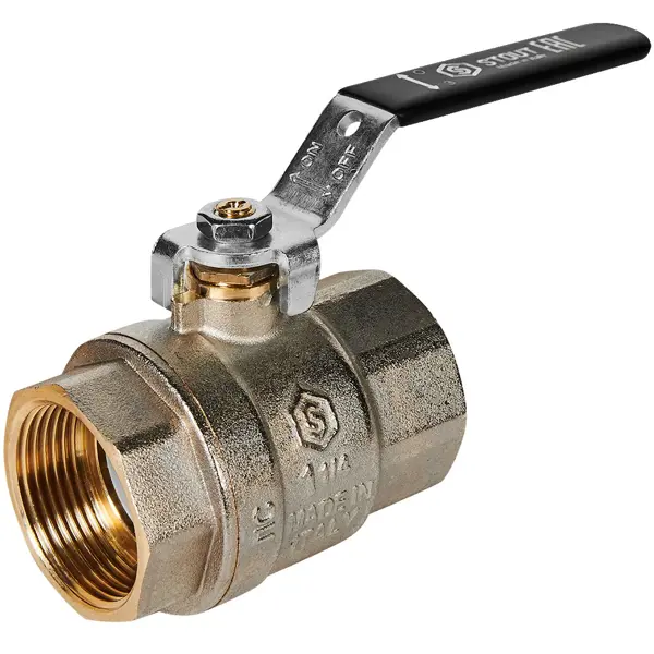 Кран шаровой прямой Stout DN32 PN40 1 1/4" ВР латунь ручка рычаг
