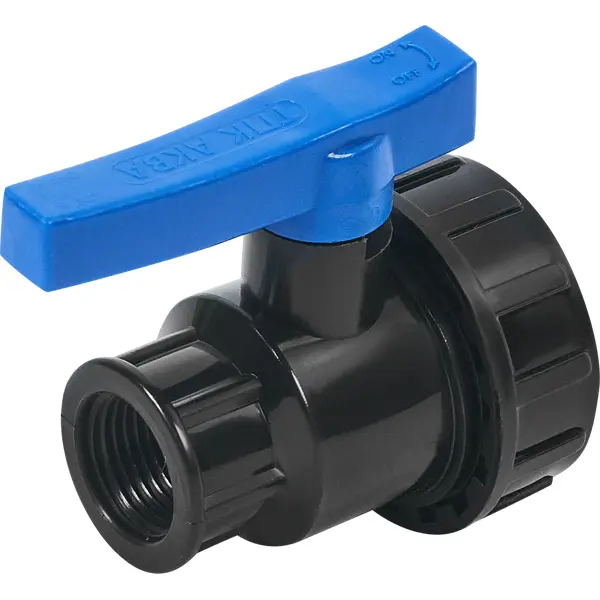 Кран шаровой прямой ТПК-Аква DN15 PN16 1/2" ВР полипропилен ручка флажок