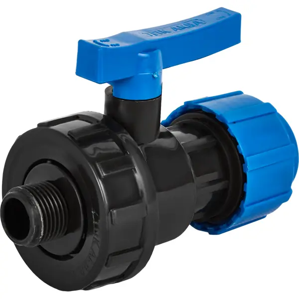 Кран шаровой прямой ТПК-Аква DN25 PN16 1/2"x25 НР полипропилен ручка флажок