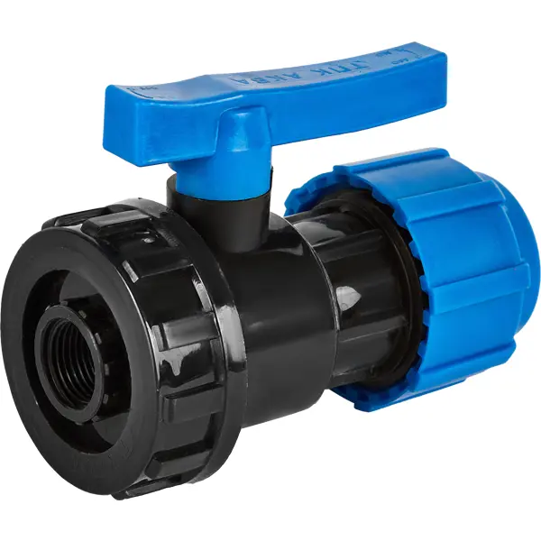 Кран шаровой прямой ТПК-Аква DN32 PN16 1/2"x32 ВР полипропилен ручка флажок