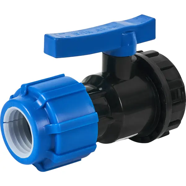 Кран шаровой прямой ТПК-Аква DN32 PN16 3/4"x32 НР полипропилен ручка флажок