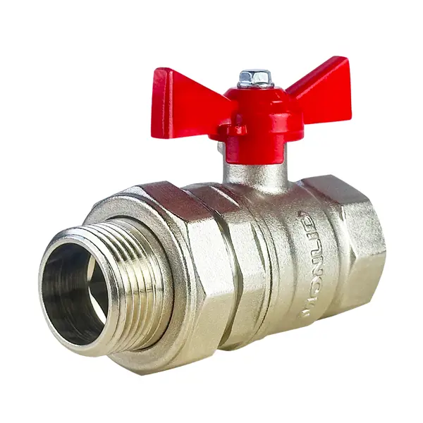 Кран шаровой с американкой прямой MONLID PN40 1" НР/ВР латунь ручка бабочка ГОСТ Р 59553-2021