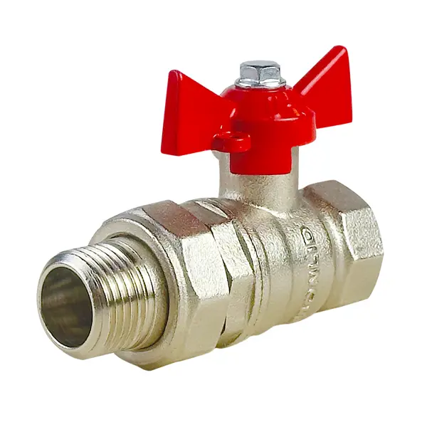 Кран шаровой с американкой прямой MONLID PN40 1/2" НР/ВР латунь ручка бабочка ГОСТ Р 59553-2021
