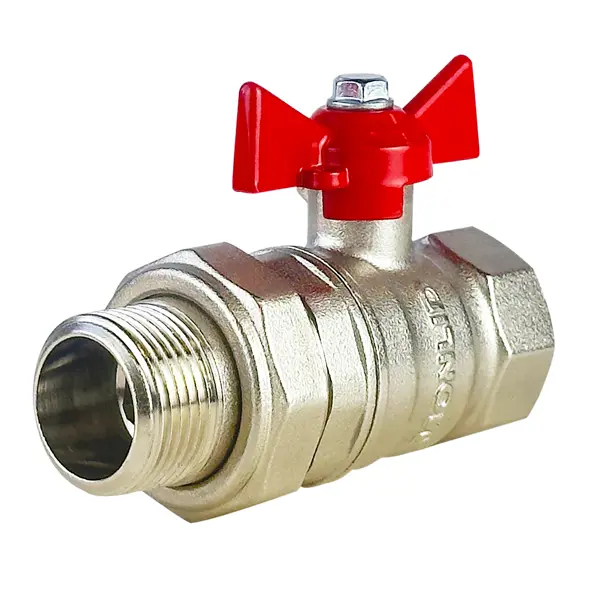 Кран шаровой с американкой прямой MONLID PN40 3/4" НР/ВР латунь ручка бабочка ГОСТ Р 59553-2021