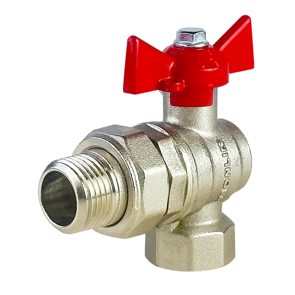 Кран шаровой с американкой угловой MONLID PN40 1/2" НР/ВР латунь ручка бабочка ГОСТ Р 59553-2021