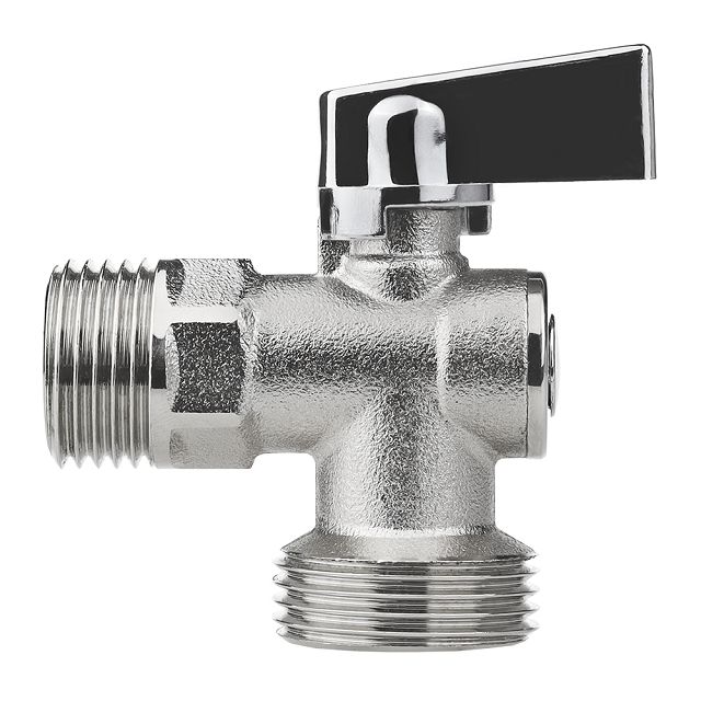 кран шаровой угловой MASTERPROF 1/2" х 3/4" НР/НР для бытовой техники флажок сверху, ГОСТ