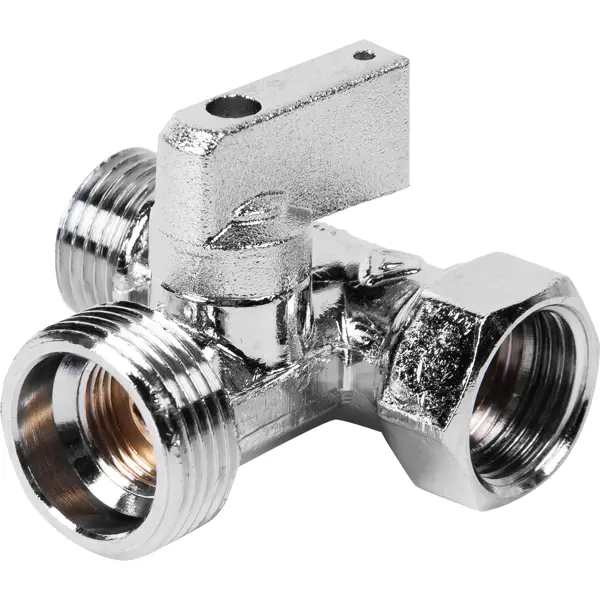Кран трехходовой Bugatti Miami DN15 PN10 1/2"x3/4"x1/2" НР/ВР латунь ручка флажок