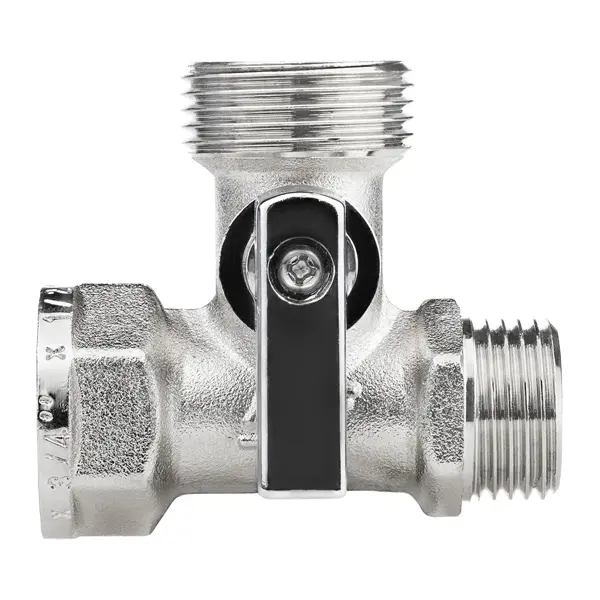 Кран трехходовой MPF DN15 PN24 1/2"x3/4"x1/2" НР/ВР латунь ручка флажок