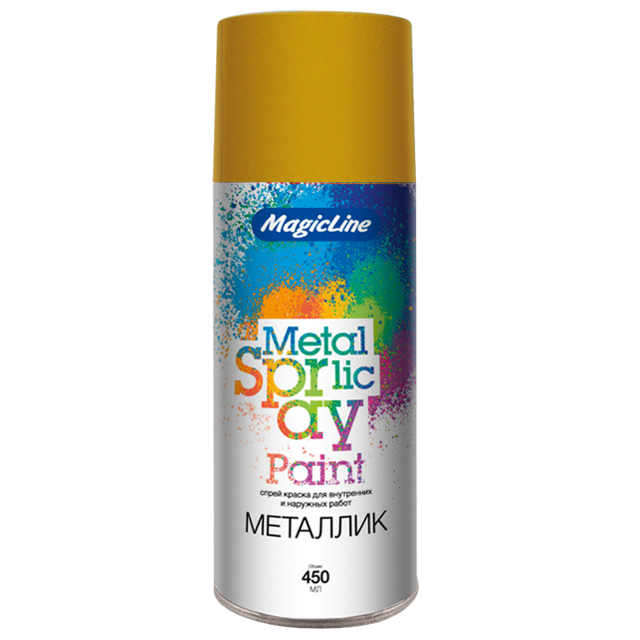 краска аэрозольная MAGIC LINE металлик Яркое золото 265г RAL 270M, арт. ML2130