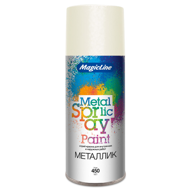 краска аэрозольная MAGIC LINE металлик Жемчужно-белая 265г, арт. ML2100