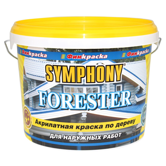 краска акрилатная фасадная SYMPHONY Forester база А шелковисто матовая 2,7л белая, арт.1100270