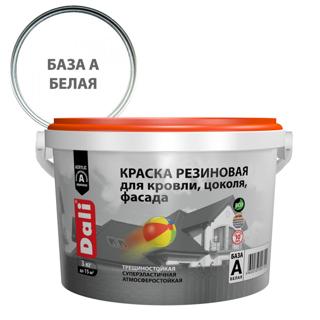 краска акриловая DALI резиновая 3кг белая, арт.20710