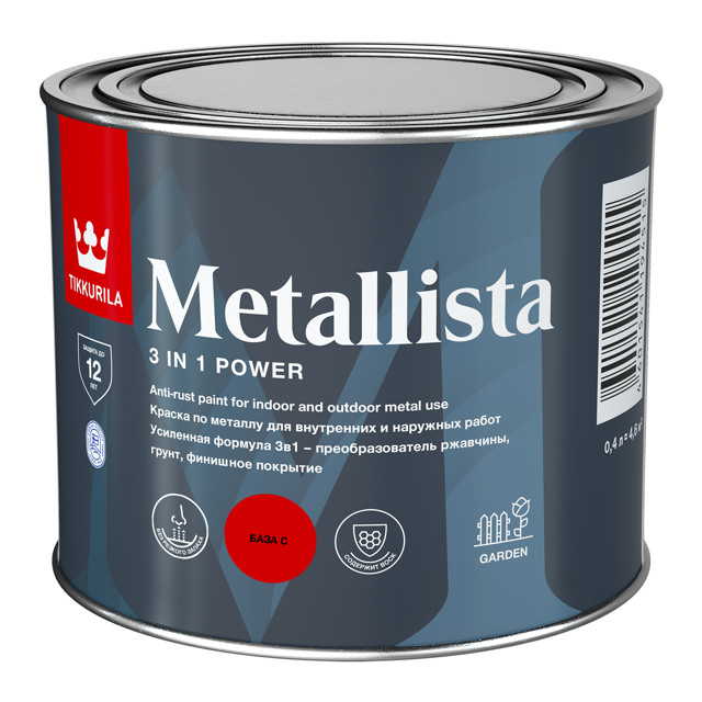краска алкидная TIKKIVALA Metallista по ржавчине 0,4л бесцветная, арт.700011736