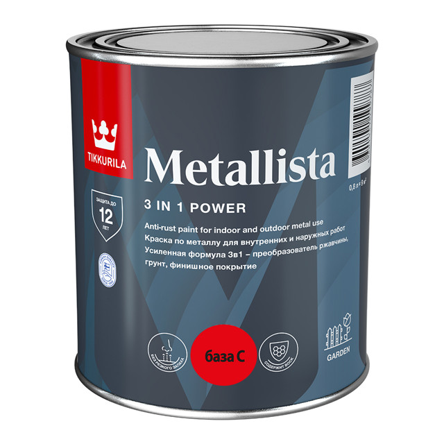 краска алкидная TIKKIVALA Metallista по ржавчине 0,8л бесцветная, арт.710011842