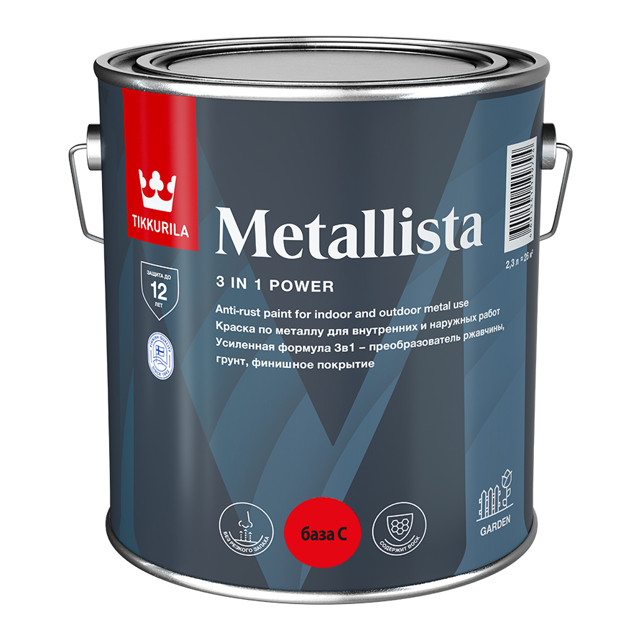 краска алкидная TIKKIVALA Metallista по ржавчине 2,3л бесцветная, арт.710011843