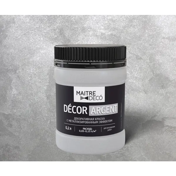 Краска декоративная Maitre Deco Décor Серебро полуглянцевая цвет серебряный 0.2 л