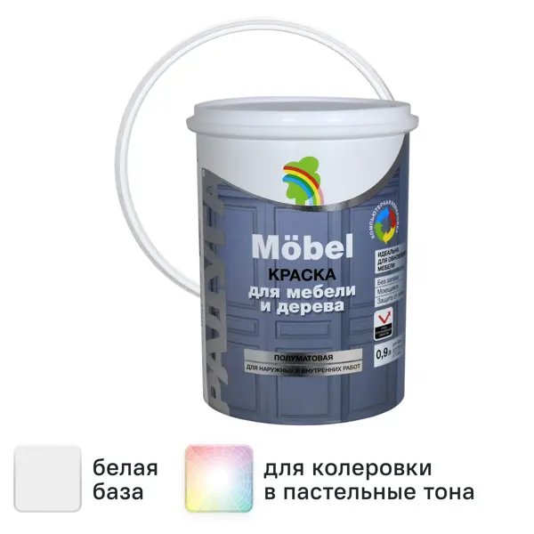 Краска для мебели Радуга ВД-АК 115 база С цвет прозрачный 0.9 л