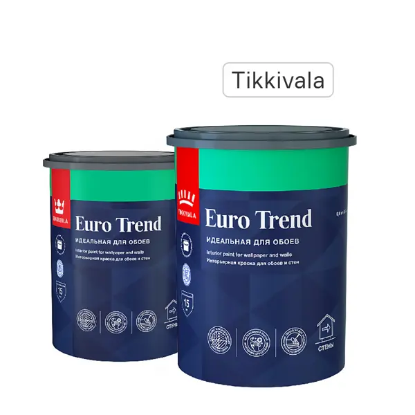 Краска для стен и обоев Tikkivala Euro Trend моющаяся матовая прозрачная база C 0.9 л