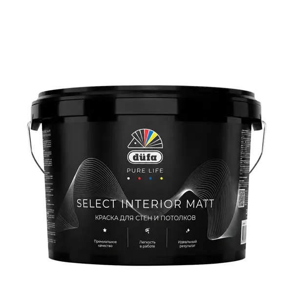 Краска для стен и потолков моющаяся Dufa Select Interior Matt глубокоматовая цвет белый база A 2.5 л