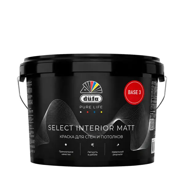 Краска для стен и потолков моющаяся Dufa Select Interior Matt глубокоматовая цвет прозрачный база C 2.5 л