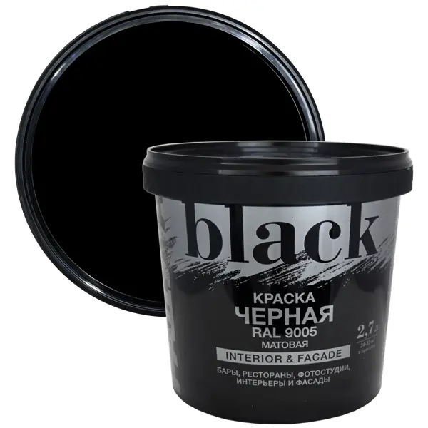 Краска для внутренних и наружных работ Радуга Black ВД-АК 18 матовая цвет черный 2.7 л