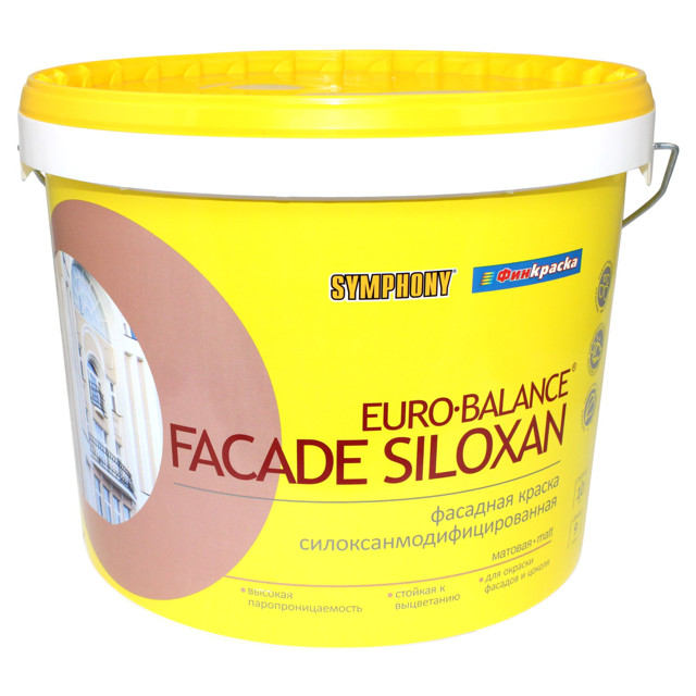 краска фасад в/э SYMPHONY Euro Balance Facade Siloxane база LC матовая 9л бесцветная, арт.1100255