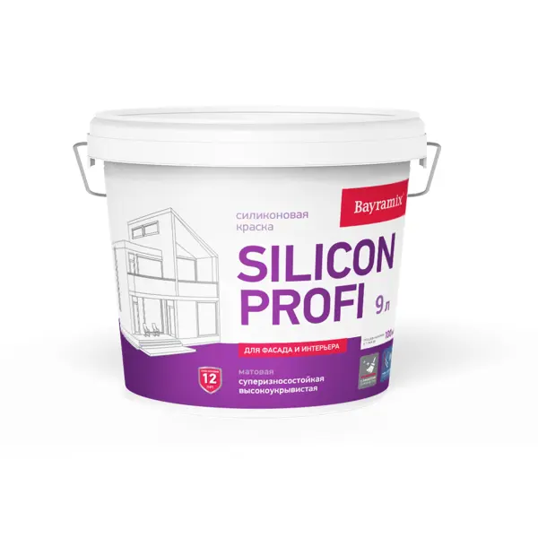 Краска фасадная Bayramix Silicon Profi матовая прозрачная база С 9 л