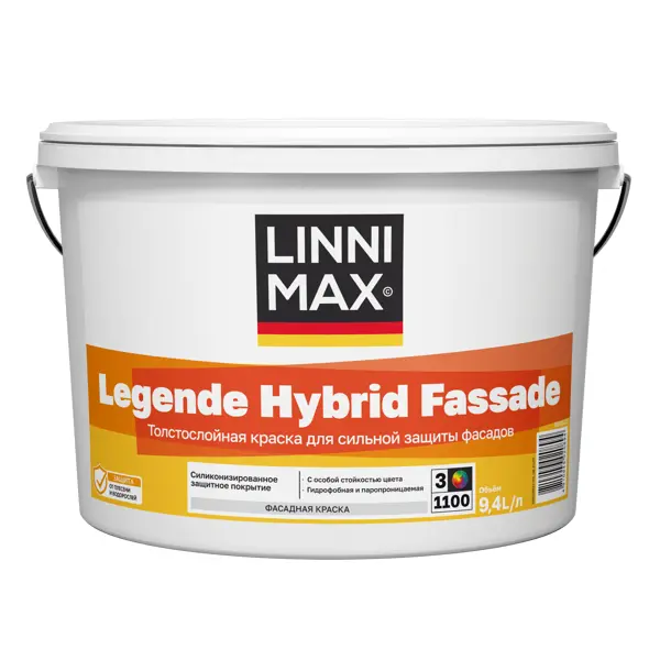 Краска фасадная моющаяся Linnimax Legende Hybrid Fassade матовая цвет прозрачный база C 9.4 л