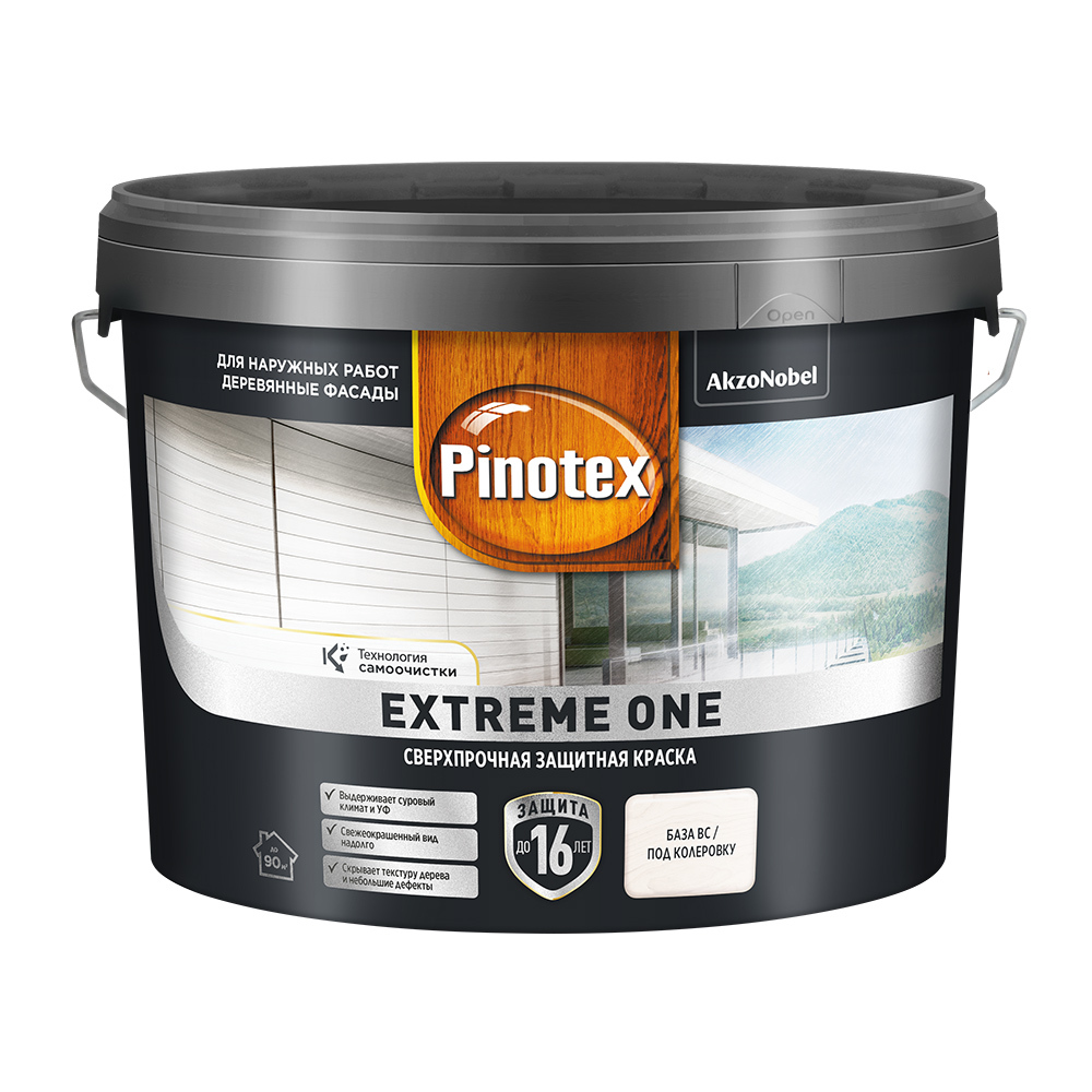 Краска фасадная по дереву Pinotex Extreme One база BC бесцветная 8,5 л