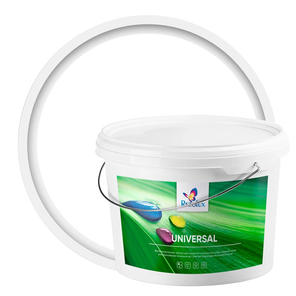 Краска фасадная Rezolux Universal резиновая акриловая белая 14 кг