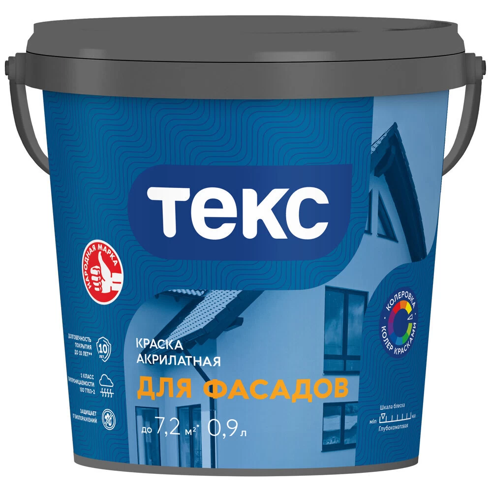 Краска фасадная Текс акрилатная база D бесцветная 0,9 л