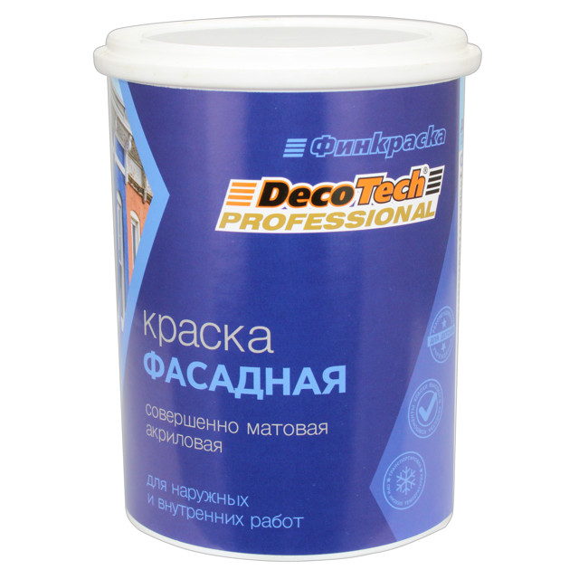 краска фасадная в/э DecoTech фасадная база LАP матовая 0,9л белая, арт.1101604