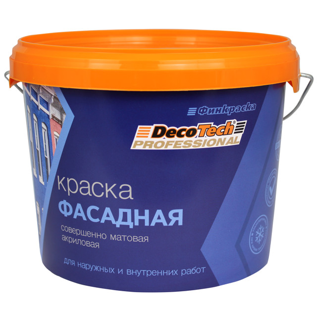 краска фасадная в/э DecoTech фасадная база LАP матовая 2,7л белая, арт.15039