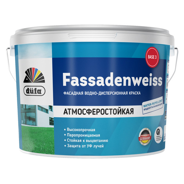 краска в/д DUFA Fassadenweiss фасадная бесцветная 9л, арт. МП00-013958