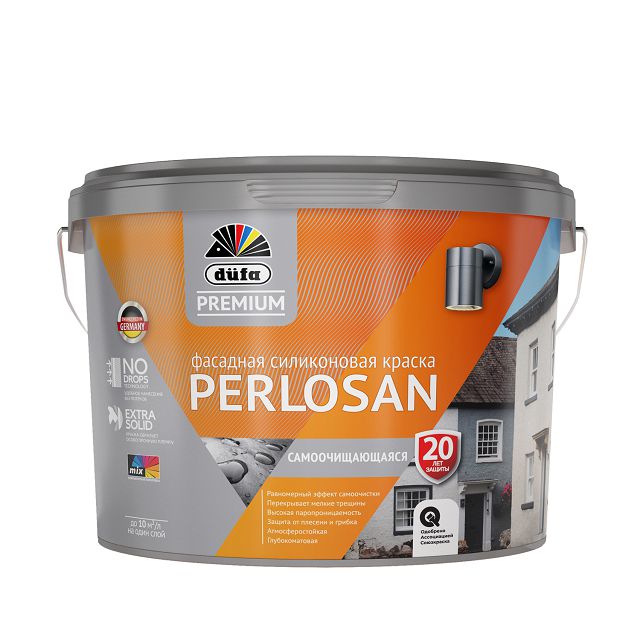 краска в/д фасадная DUFA Premium Perlosan силиконовая база 1 2,5л белая, арт. МП00-010592