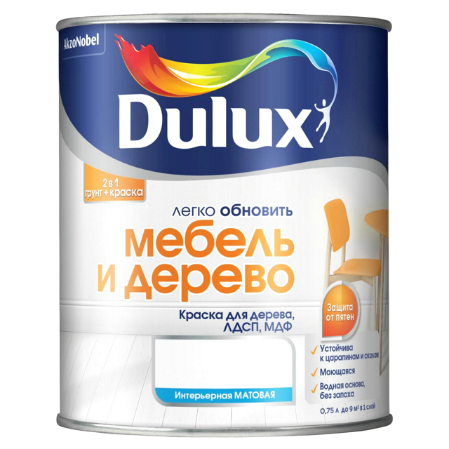 краска в/д LUXIUM мебель и дерево база BC 0,75л бесцветная, арт.50034852