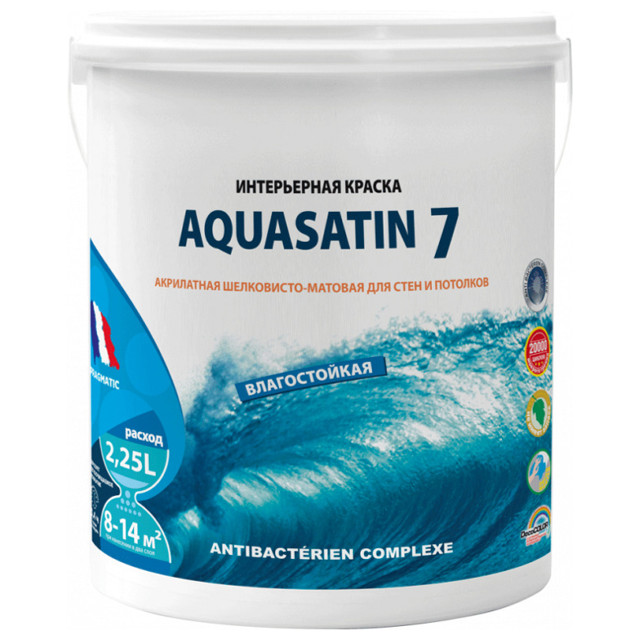 краска в/д PRAGMATIC Aquasatin 7 база А для стен и потолков 2,25л белая, арт. 150-404