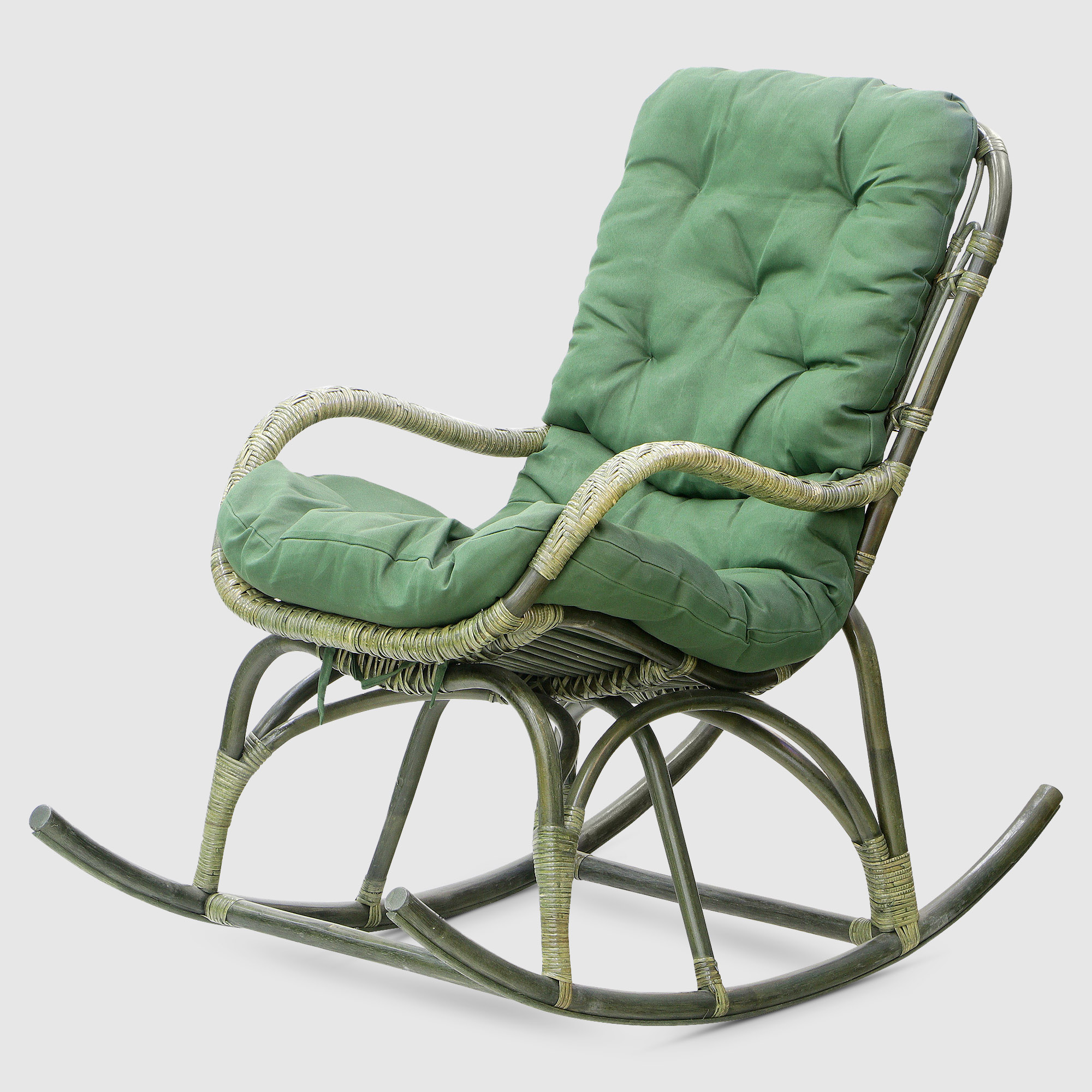 Кресло-качалка Rattan grand olive green с подушками