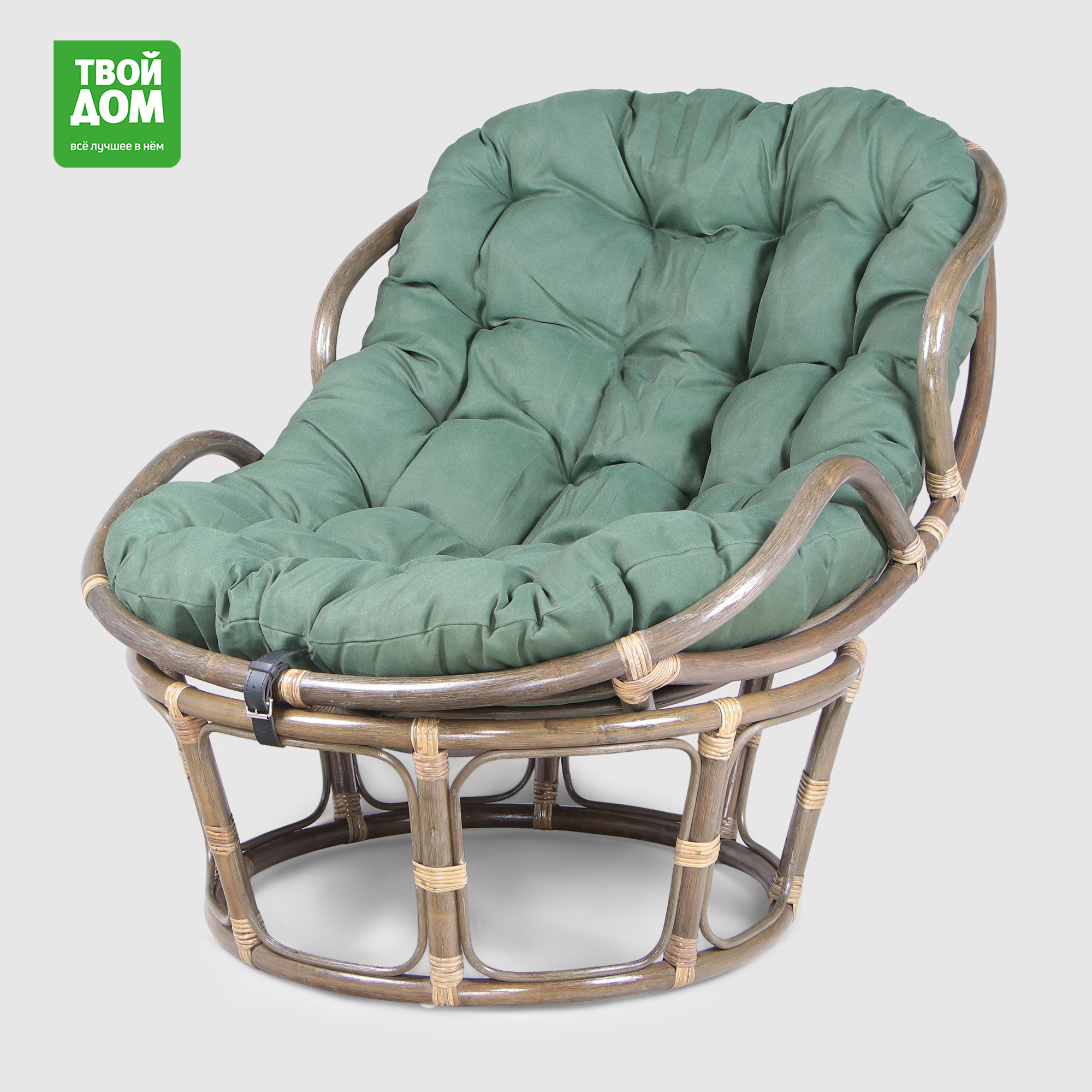 Кресло-папасан Rattan grand Olive green с подушкой