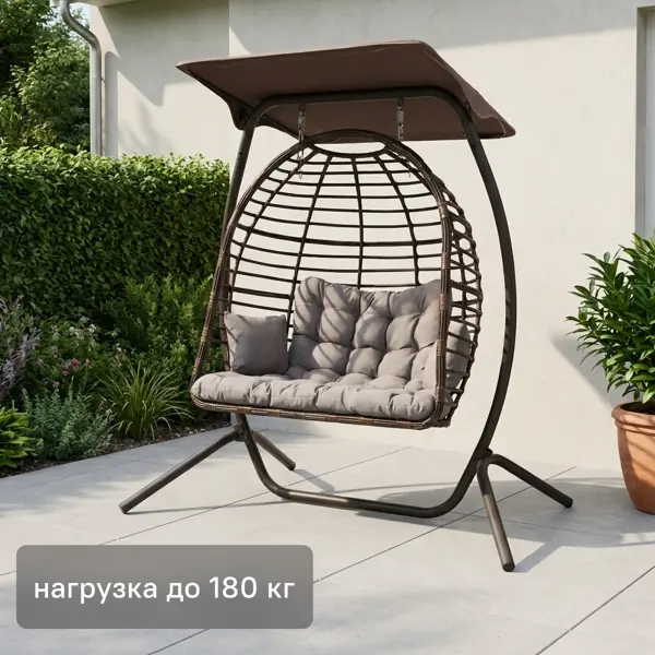 Кресло подвесное Greengard Суматра 2-х местные бежевый/коричневый