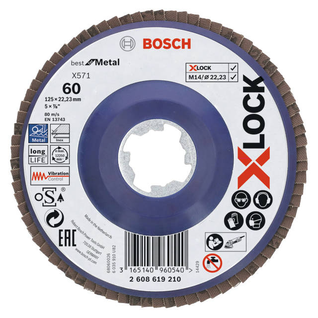 круг лепестковый BOSCH X-LOCK X571 Best for Metal 125х22,23мм G60